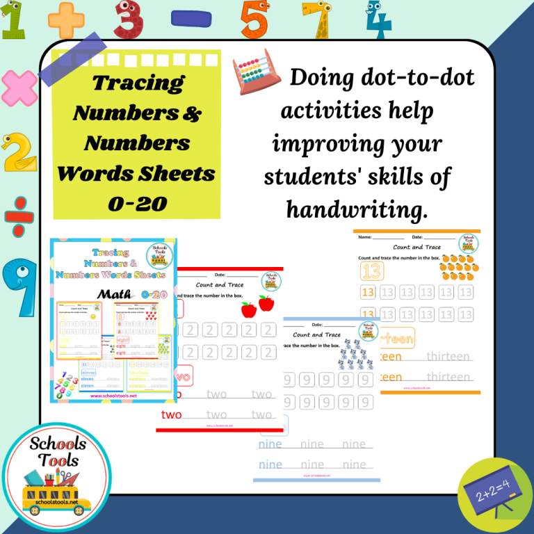 Tracing Numbers & Number Words Sheets 0-20 6-10 product image